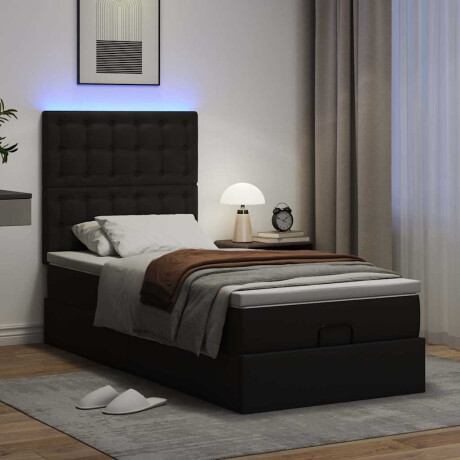 vidaXL Ottoman bed met matras en LED's 90x190 cm kunstleer zwart afbeelding3 - 1