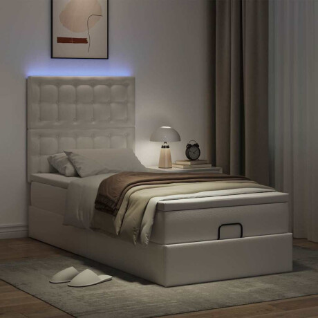 vidaXL Ottoman bed met matras en LED's 90x200cm kunstleer wit afbeelding3 - 1