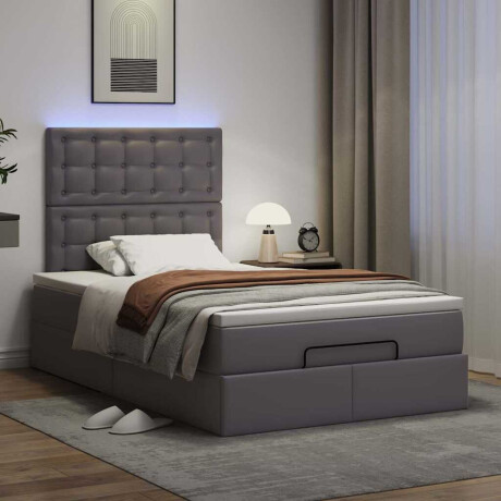vidaXL Ottoman bed met matras en LED's 120x190 cm kunstleer grijs afbeelding3 - 1