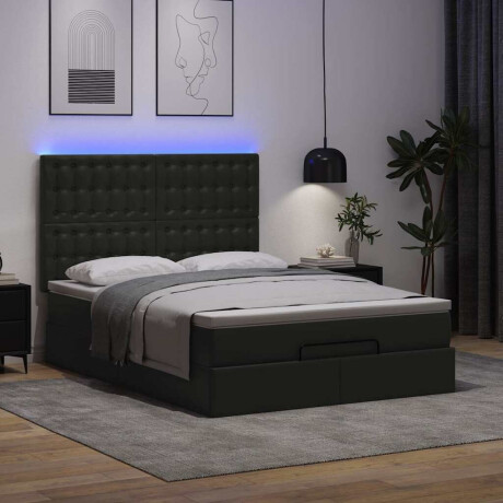 vidaXL Ottoman bed met matras en LED's 140x200cm kunstleer zwart afbeelding3 - 1