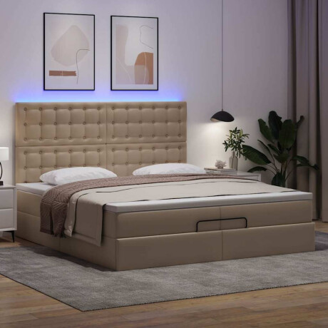vidaXL Ottoman bed met matrassen en LED's 200x200cm kunstleer afbeelding3 - 1