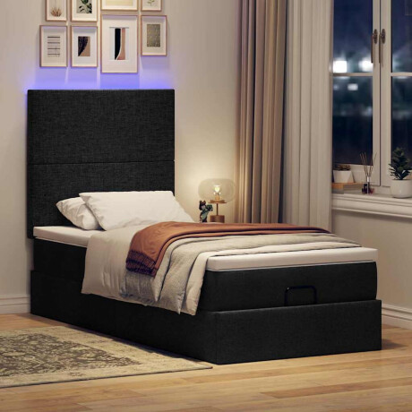vidaXL Bed poef met matras en LED's 80x200 cm stof zwart afbeelding3 - 1