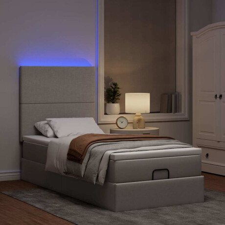 vidaXL Bed poef met matras en LED's 90x200 cm stof taupe afbeelding3 - 1