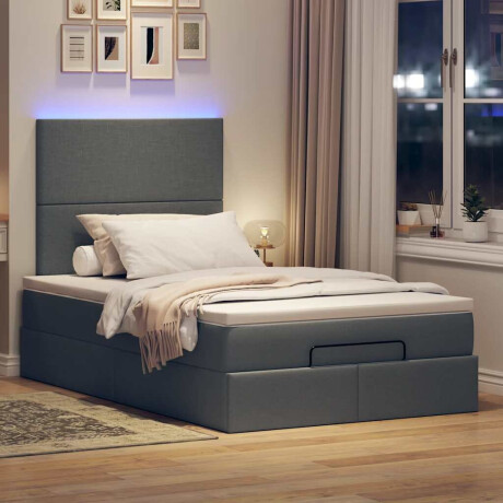 vidaXL Ottoman bed met matras en LED's 120x190 cm stof donkergrijs afbeelding3 - 1