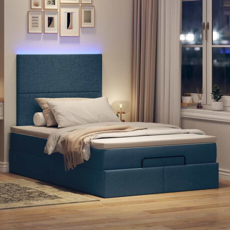 vidaXL Ottoman bed met matras en LED's 120x190 cm stof blauw afbeelding3 - 1