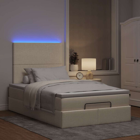 vidaXL Ottoman bed met matras en LED's 120x200cm stof crèmekleurig afbeelding3 - 1