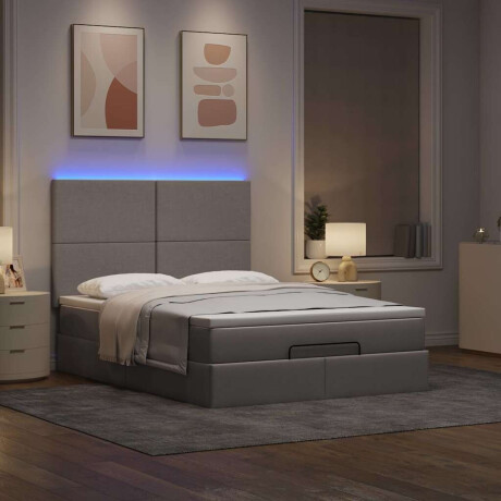 vidaXL Ottoman bed met matras en LED's 140x190cm stof taupe afbeelding3 - 1