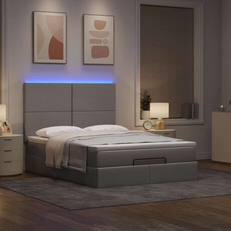 vidaXL Ottoman bed met matras en LED's 140x200cm stof taupe afbeelding3 - 1
