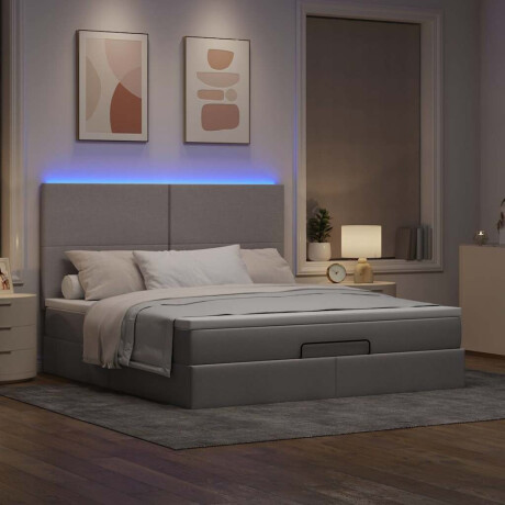 vidaXL Ottoman bed met matras en LED's 160x200cm stof taupe afbeelding3 - 1