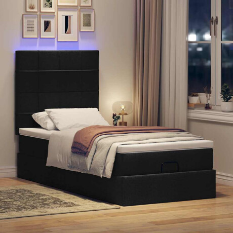 vidaXL Bed poef met matras en LED's 80x200 cm stof zwart afbeelding3 - 1