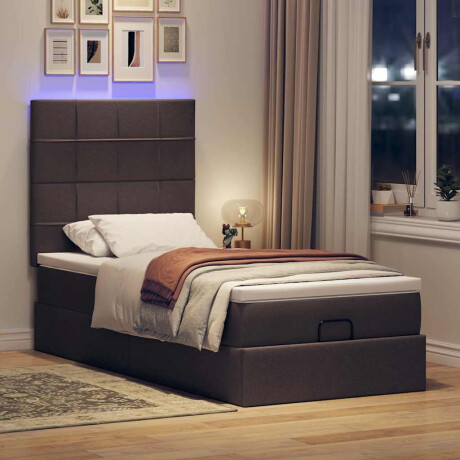 vidaXL Ottoman bed met matras en LED's 90x190cm stof donkerbruin afbeelding3 - 1