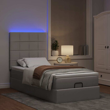 vidaXL Bed poef met matras en LED's 90x200 cm stof taupe afbeelding3 - 1