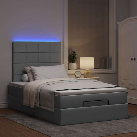 vidaXL Ottoman bed met matras en LED's 120x190 cm stof lichtgrijs afbeelding3 - 1