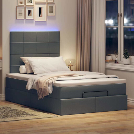 vidaXL Ottoman bed met matras en LED's 120x190 cm stof donkergrijs afbeelding3 - 1