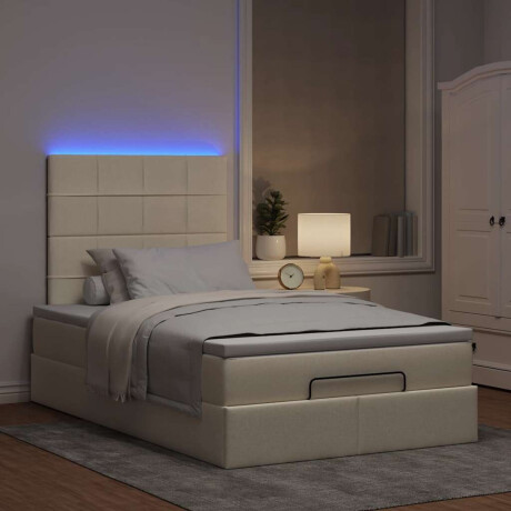 vidaXL Ottoman bed met matras en LED's 120x190cm stof crèmekleurig afbeelding3 - 1