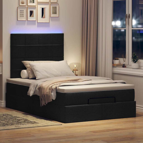 vidaXL Ottoman bed met matras en LED's 120x200cm stof zwart afbeelding3 - 1