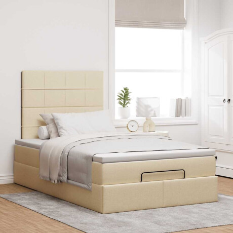 vidaXL Ottoman bed met matras en LED's 120x200cm stof crèmekleurig afbeelding3 - 1