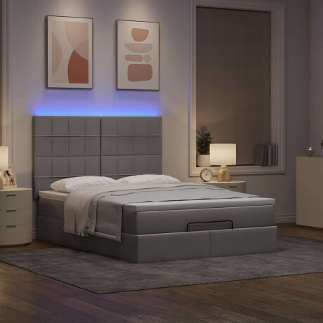 vidaXL Ottoman bed met matras en LED's 140x190cm stof taupe afbeelding3 - 1