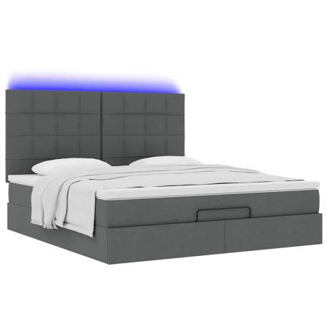 vidaXL Ottoman bed met matras en LED's 160x200cm stof donkergrijs afbeelding3 - 1