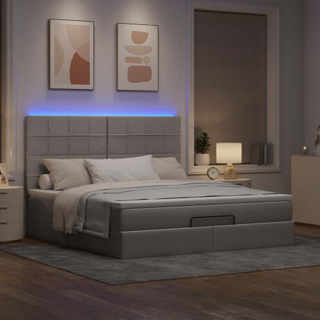 vidaXL Ottoman bed met matras en LED's 180x200cm stof taupe afbeelding3 - 1