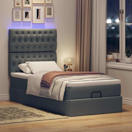vidaXL Bed poef met matras en LED's stof 80x200 cm donkergrijs afbeelding3 - 1