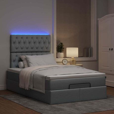 vidaXL Ottoman bed met matras en LED's 120x190 cm stof lichtgrijs afbeelding3 - 1