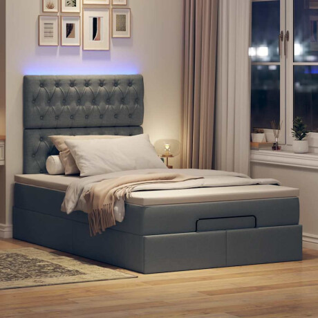 vidaXL Ottoman bed met matras en LED's 120x190 cm stof donkergrijs afbeelding3 - 1