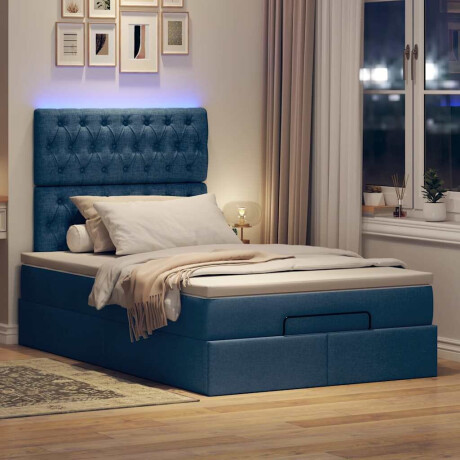 vidaXL Ottoman bed met matras en LED's 120x190 cm stof blauw afbeelding3 - 1