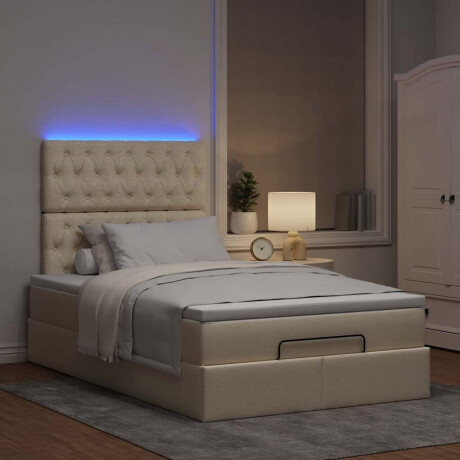 vidaXL Ottoman bed met matras en LED's 120x200cm stof crèmekleurig afbeelding3 - 1