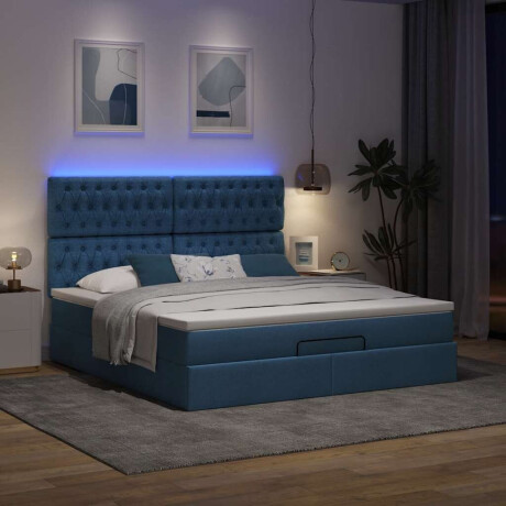 vidaXL Ottoman bed met matras en LED's 180x200cm stof blauw afbeelding3 - 1