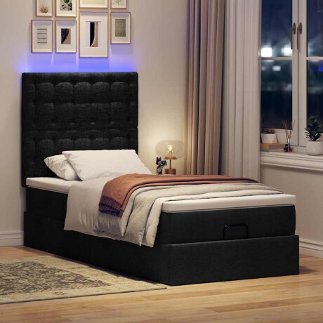 vidaXL Bed poef met matras en LED's 80x200 cm stof zwart afbeelding3 - 1