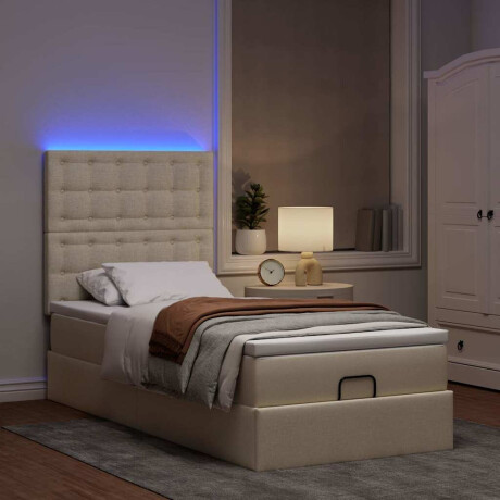 vidaXL Ottoman bed met matras en LED's 80x200cm stof crèmekleurig afbeelding3 - 1