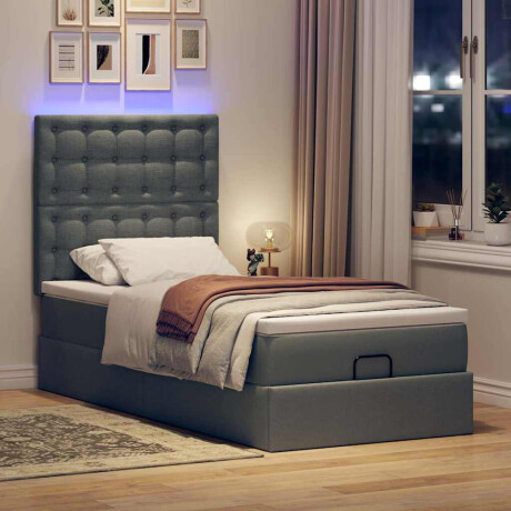 vidaXL Ottoman bed met matras en LED's 90x190cm stof donkergrijs afbeelding3 - 1