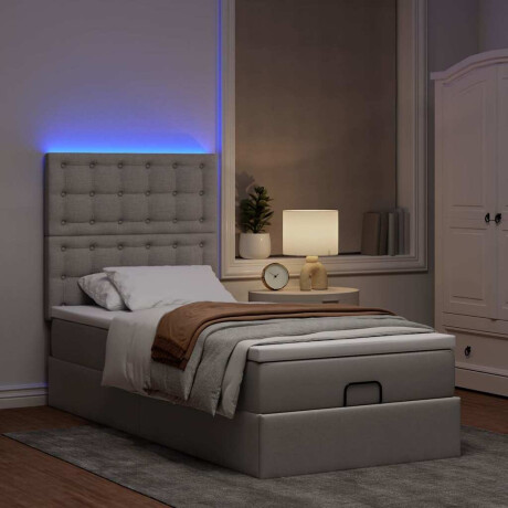 vidaXL Bed poef met matras en LED's 90x200 cm stof taupe afbeelding3 - 1
