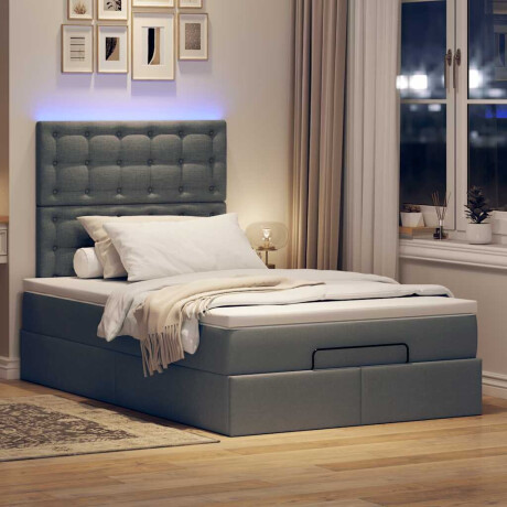 vidaXL Ottoman bed met matras en LED's 120x190 cm stof donkergrijs afbeelding3 - 1