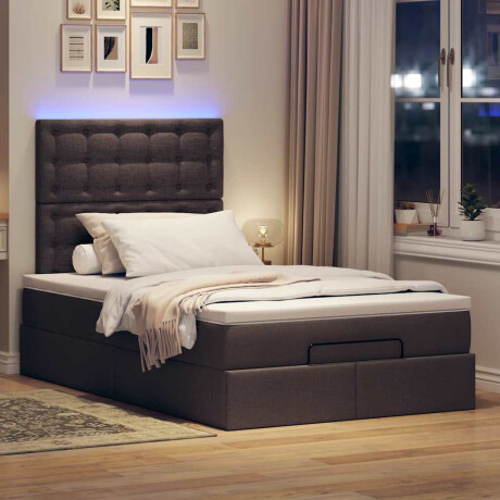 vidaXL Ottoman bed met matras en LED's 120x190 cm stof donkerbruin afbeelding3 - 1