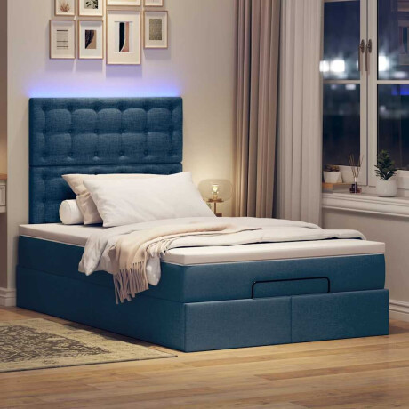 vidaXL Ottoman bed met matras en LED's 120x190 cm stof blauw afbeelding3 - 1