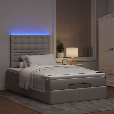 vidaXL Ottoman bed met matras en LED's 120x200cm stof taupe afbeelding3 - 1