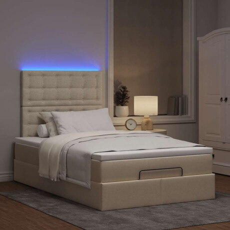 vidaXL Ottoman bed met matras en LED's 120x200cm stof crèmekleurig afbeelding3 - 1