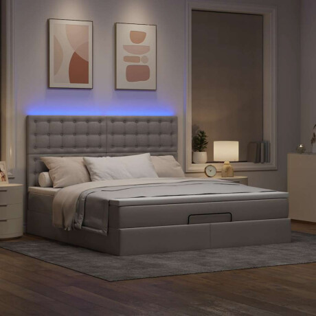 vidaXL Ottoman bed met matras en LED's 180x200cm stof taupe afbeelding3 - 1