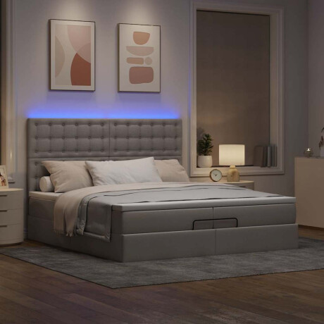 vidaXL Ottoman bed met matrassen en LED's 200x200cm stof taupe afbeelding3 - 1