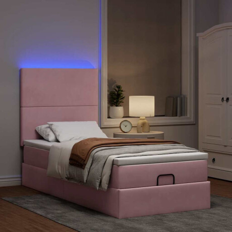 vidaXL Ottoman bed met matrassen en LED's 80x200cm fluweel roze afbeelding3 - 1