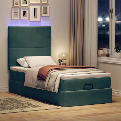 vidaXL Ottoman bed met matrassen en LED's 90x190cm fluweel donkergroen afbeelding3 - 1