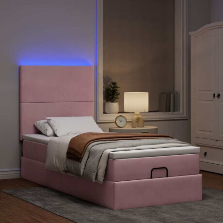 vidaXL Ottoman bed met matrassen en LED's 90x190cm fluweel roze afbeelding3 - 1