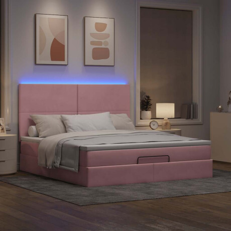 vidaXL Ottoman bed met matrassen en LED's 180x200cm fluweel roze afbeelding3 - 1