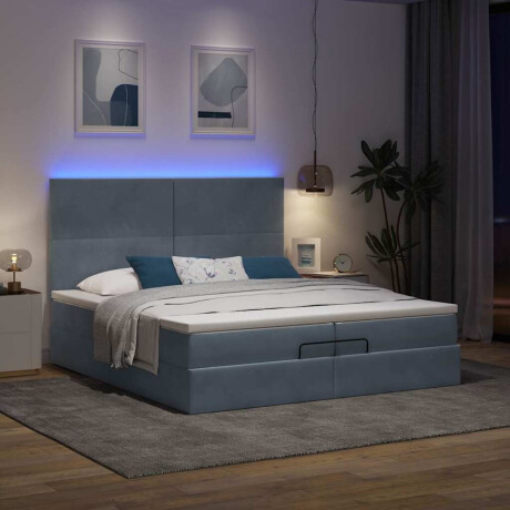 vidaXL Ottoman bed met matrassen en LED's 200x200cm fluweel afbeelding3 - 1
