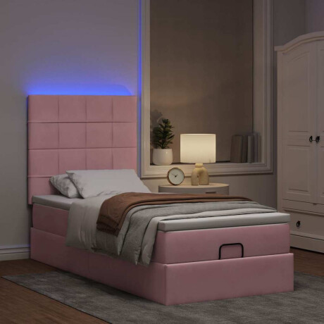vidaXL Ottoman bed met matrassen en LED's 80x200cm fluweel roze afbeelding3 - 1