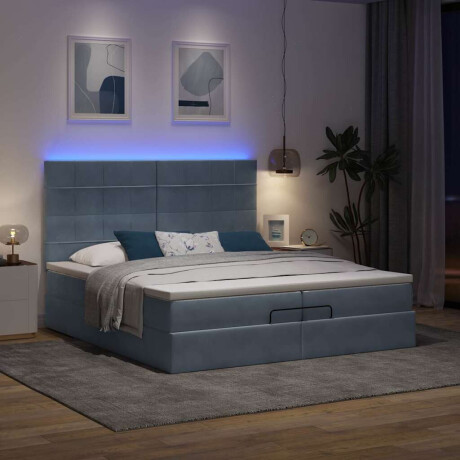vidaXL Ottoman bed met matrassen en LED's 200x200cm fluweel afbeelding3 - 1