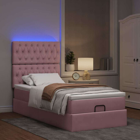 vidaXL Ottoman bed met matrassen en LED's 80x200cm fluweel roze afbeelding3 - 1