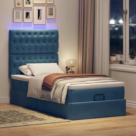 vidaXL Ottoman bed met matrassen en LED's 90x190cm fluweel donkerblauw afbeelding3 - 1